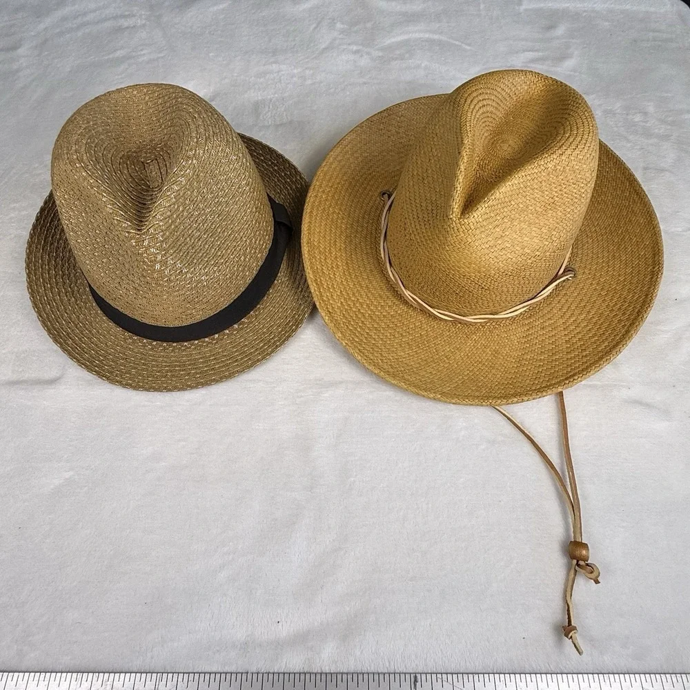 Lot of 2 Straw Hats San Francisco Cowboy Western & CAP Fedora Size M